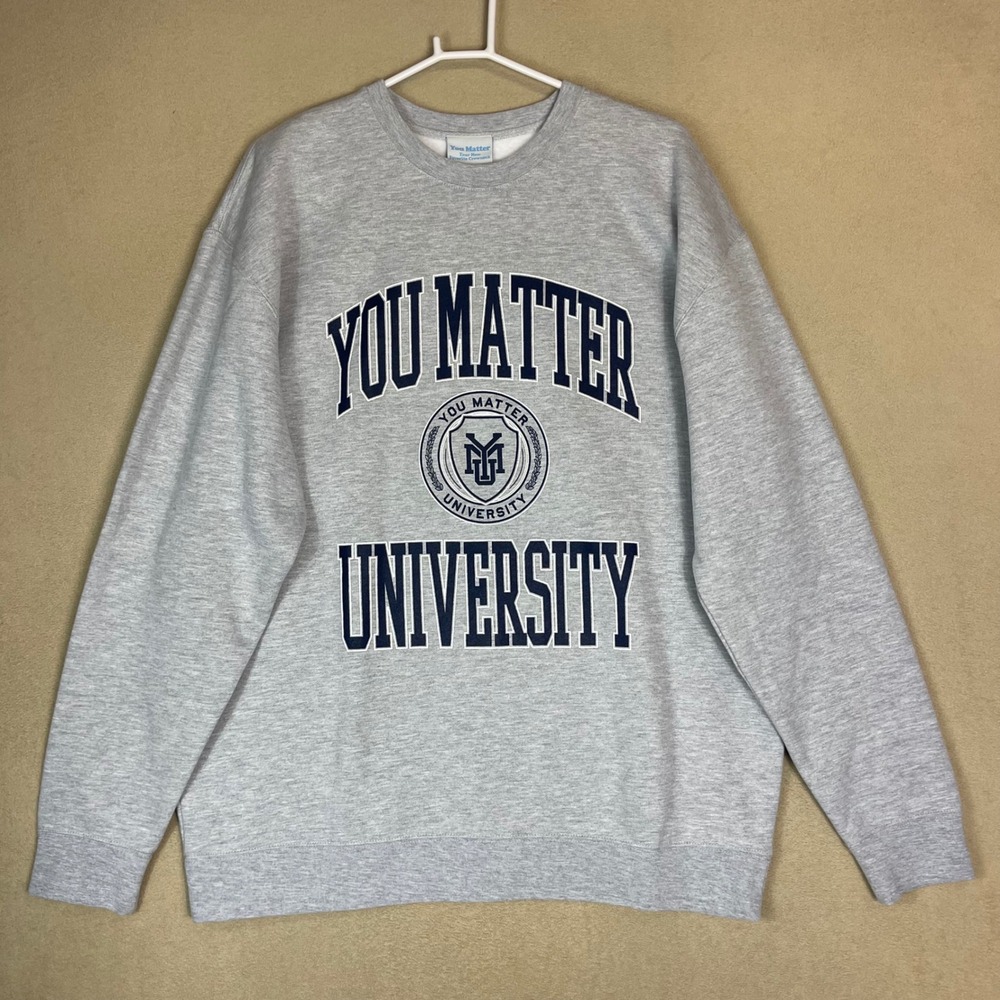 You‎ Matter University Crewneck Sweatshirt Gray XLarge Cozy 100% Cotton Blend